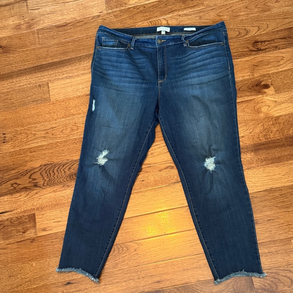 Sofia by Sofia Vergara Dark Blue Distressed Ankle Jeans